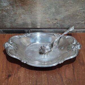 International Silver Orleans Pattern Silverplate Serving Dish Tray Spoon